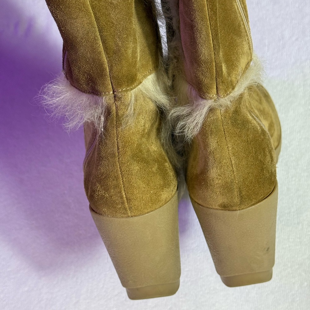 Coach Sharma Suede Wedge Boots with Fur Trim - Picture 8 of 8